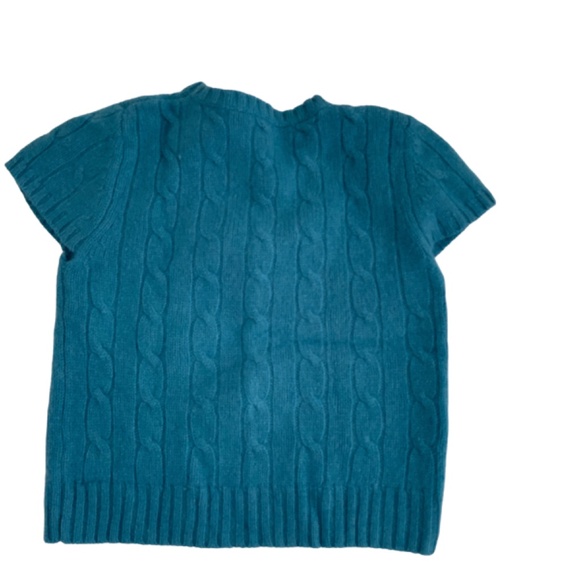 CALYPSO CAP SLEEVE CABLE KNIT CASHMERE BLUE LAYERING VEST SIZE: 8 - Picture 2 of 3